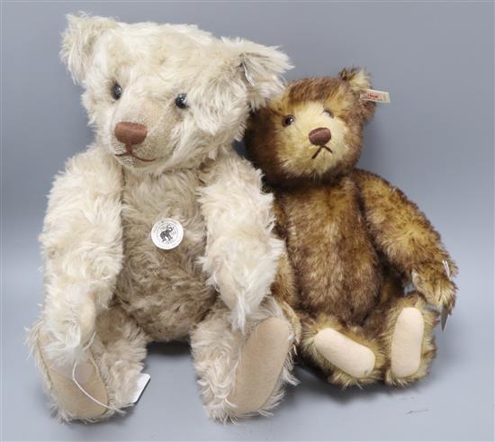 A Steiff 1906 replica caramel bear, 45cm and a Steiff brown bear 35 30cm